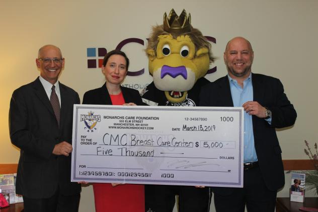 Monarchs Care presents check to CMC Breast Care Center