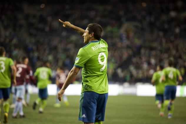 Raul Ruidi­az is one of three Seattle Sounders FC players leading the team with two goals through two games this season