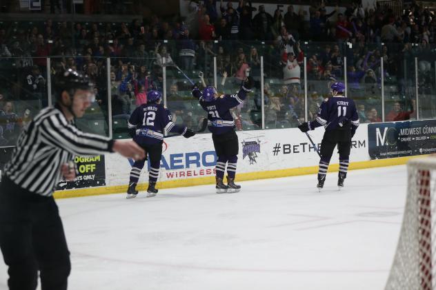 Tri-City Storm celebrate a goal