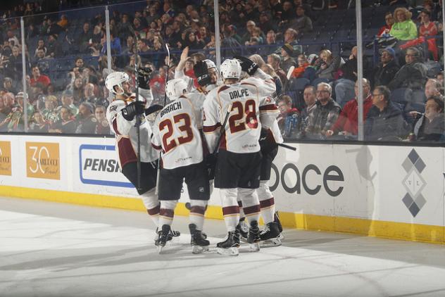 Cleveland Monsters celebrate at Chicago