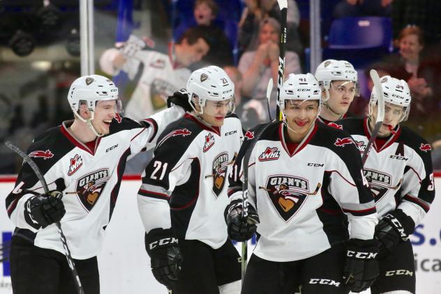 Vancouver Giants all smiles following a goal against the Kelowna Rockets