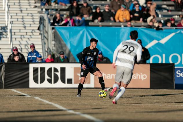 Sacramento Republic FC forward Stefano Bonomo (right) against the Colorado Springs Switchbacks