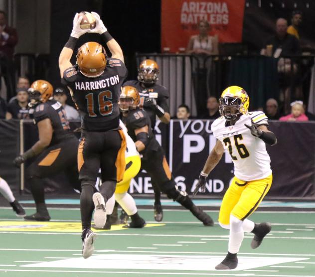 Arizona Rattlers WR Jarrod Harrington makes a leaping catch against the Tucson Sugar Skulls