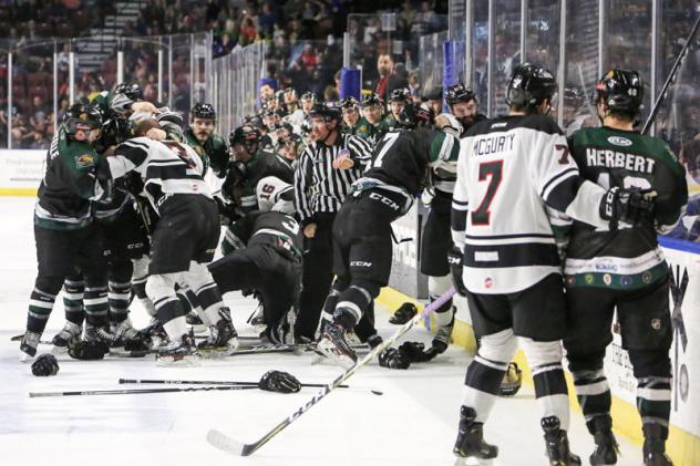 Melee between the Utah Grizzlies and the Rapid City Rush