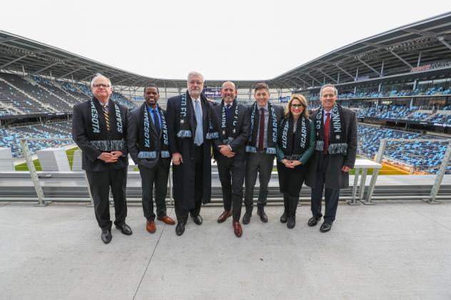 MNUFC Celebrates Scarf Raising at Allianz Field