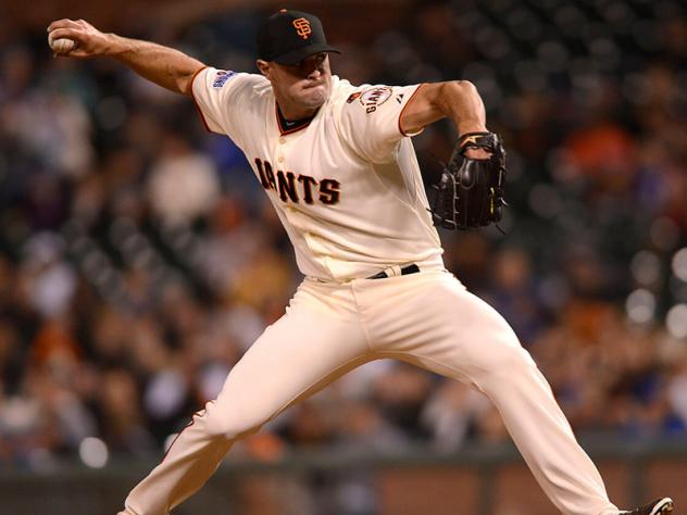 Mike Broadway pitching for the San Francisco Giants