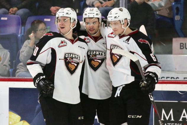 Vancouver Giants Joseph Jadon, Miles Roman and Dylan Plouffe