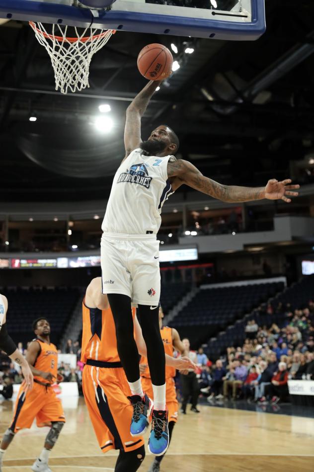 Halifax Hurricanes shooting guard Terry Thomas goes up for a dunk