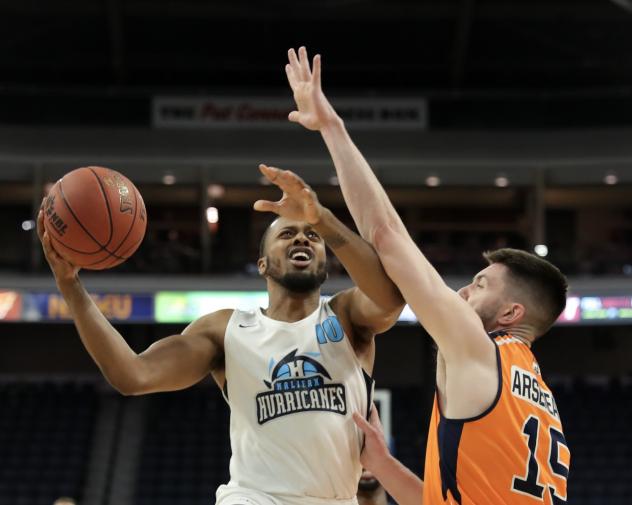 Halifax Hurricanes guard Tyler Thornton vs. the Island Storm