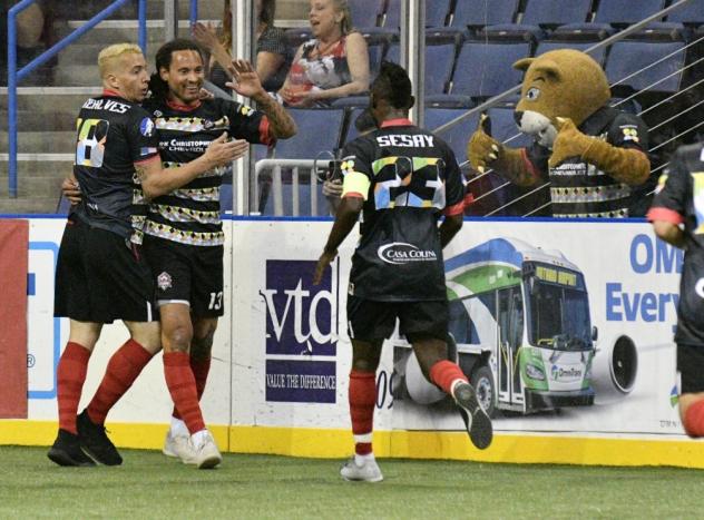 Ontario Fury celebrates a goal against the Turlock Express