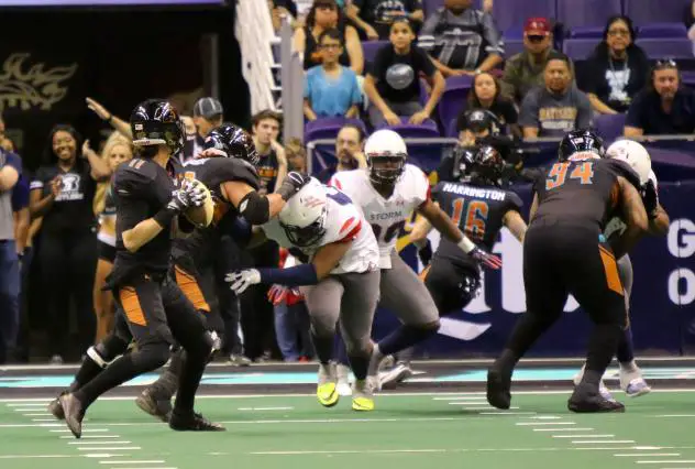 Arizona Rattlers quarterback Jeff Ziemba drops back to pass vs. the Sioux Falls Storm