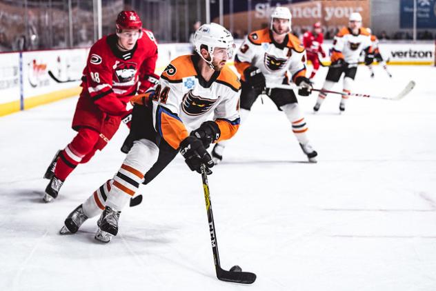 Lehigh Valley Phantoms defenseman Reece Willcox vs. the Charlotte Checkers