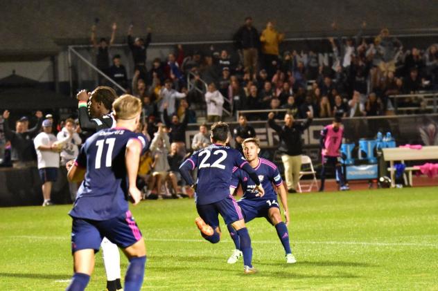 South Georgia Tormenta FC celebrates a goal against FC Tucson