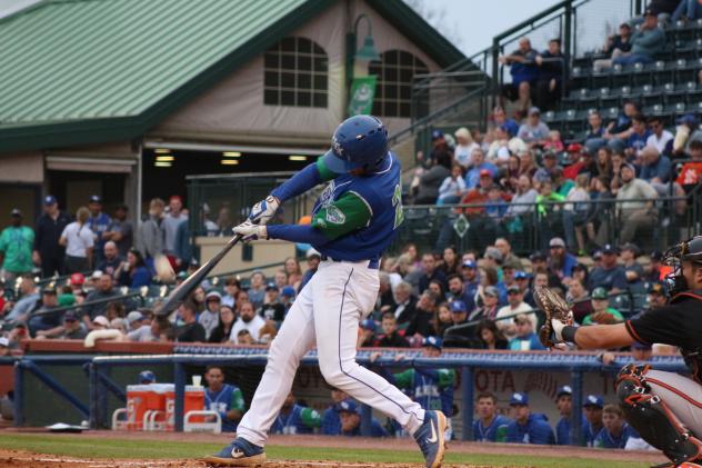 Reed Rohlman at bat for the Lexington Legends on Opening Night
