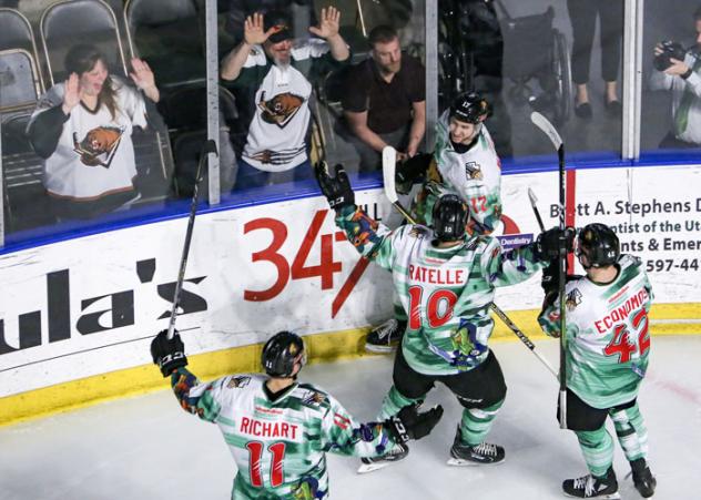Utah Grizzlies celebrate a goal