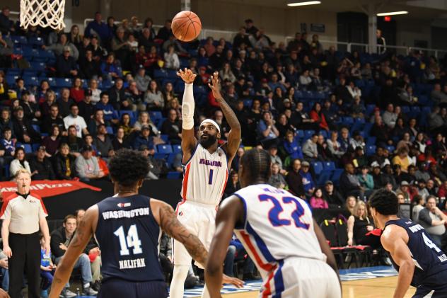 Cape Breton Highlanders guard Bruce Massey takes a shot against the Halifax Hurricanes
