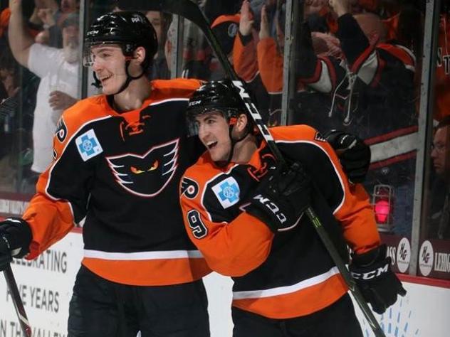 Lehigh Valley Phantoms celebrate a goal