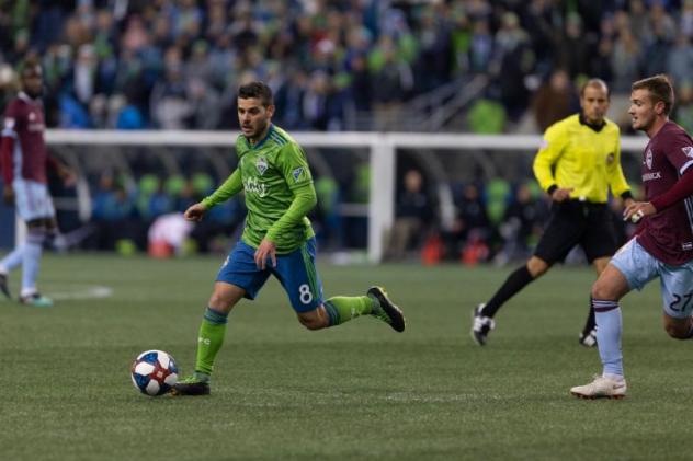 Seattle Sounders FC midfielder Victor Rodriguez