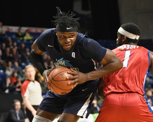 Halifax Hurricanes center Rhamel Brown against the Cape Breton Highlanders