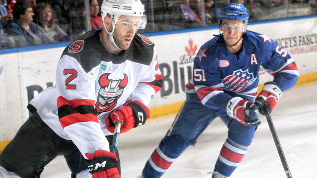 Binghamton Devils defenseman Eric Gryba vs. the Rochester Americans