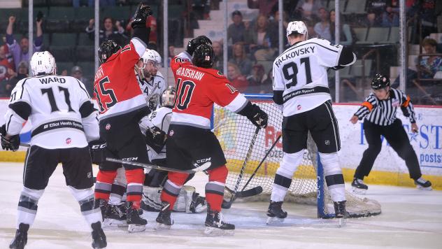 Adirondack Thunder react after John Edwardh's goal