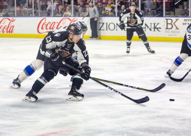 Utah Grizzlies forward Tim McGauley vs. the Idaho Steelheads