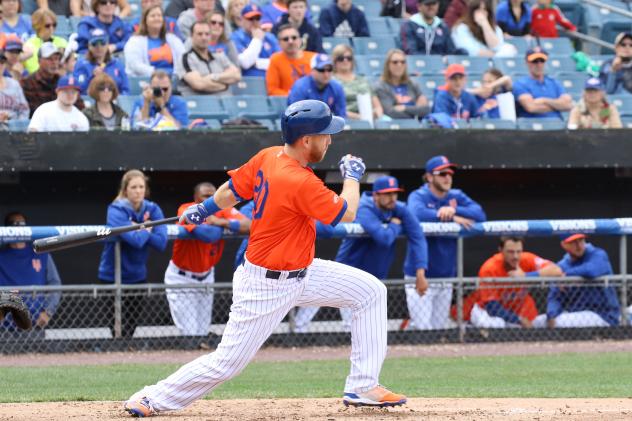 Adeiny Hechavarría of the Syracuse Mets had three hits and four RBIs during Saturday's doubleheader