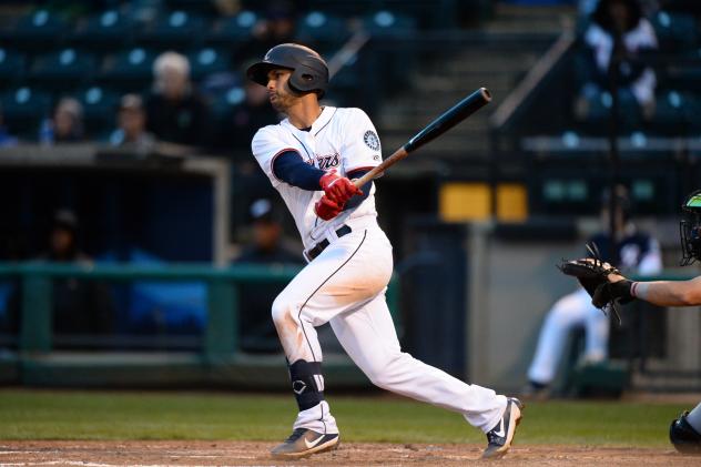 Tim Lopes of the Tacoma Rainiers takes a swing