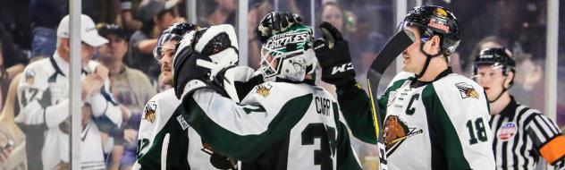 Utah Grizzlies celebrate a goal