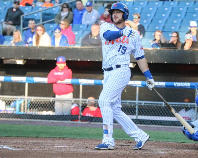 Travis Taijeron hit two home runs for the Syracuse Mets on Monday evening