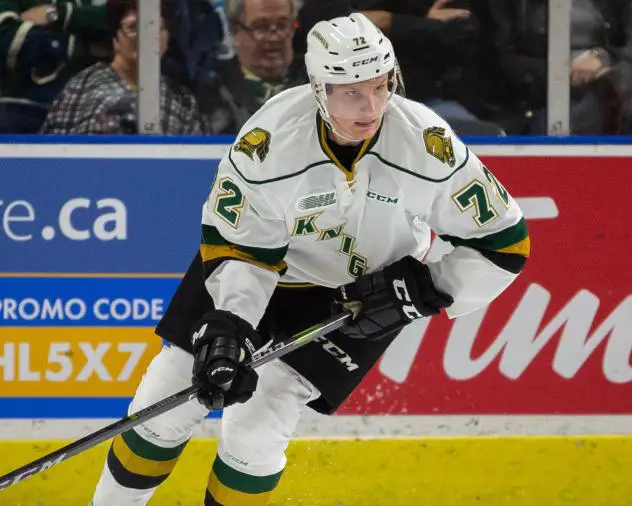 Defenseman Alec Regula with the London Knights