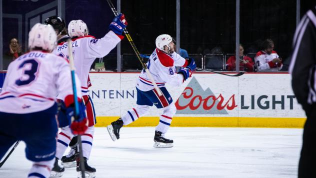 Spokane Chiefs celebrate an overtime winner against the Vancouver Giants