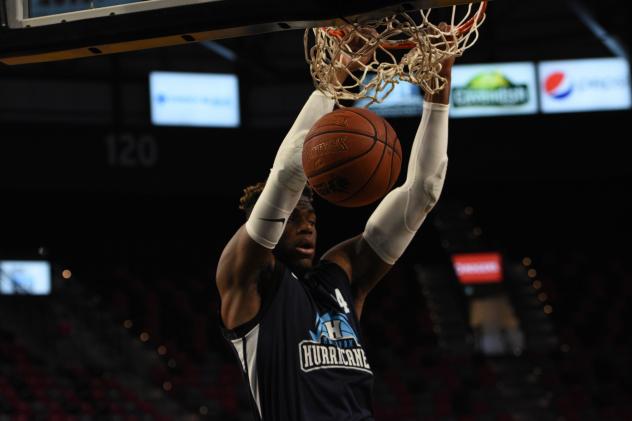 Halifax Hurricanes forward Meshack Lufile dunks against the Moncton Magic
