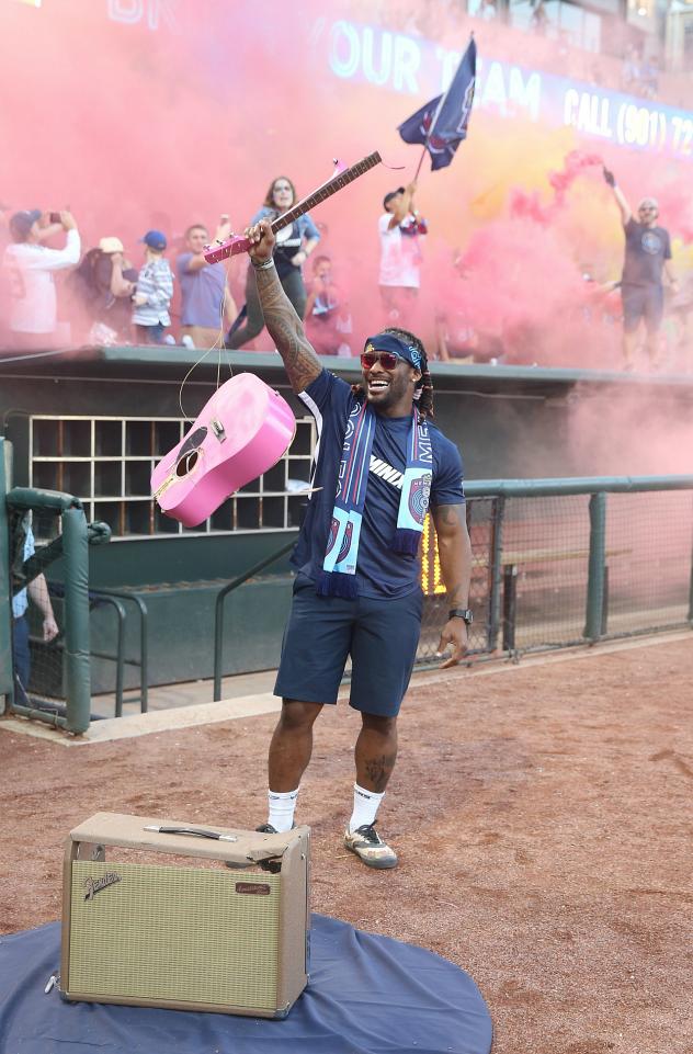 Guitar smash at the Memphis 901 FC match April 27