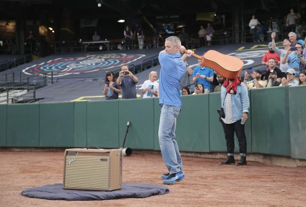 Guitar smash at the Memphis 901 FC match April 10