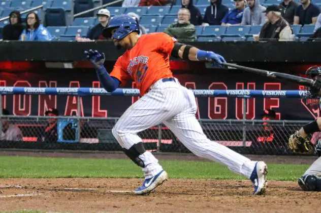 Carlos Gomez had two hits on Friday night for the Syracuse Mets