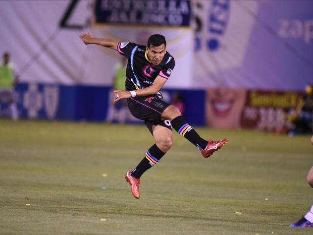 Junior Sandoval scored his first goal with Las Vegas Lights FC against Sacramento Republic FC