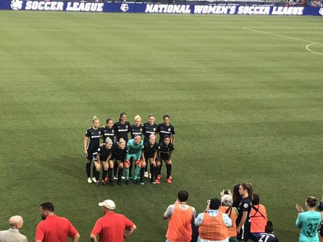 North Carolina Courage pose before their game against Sky Blue FC