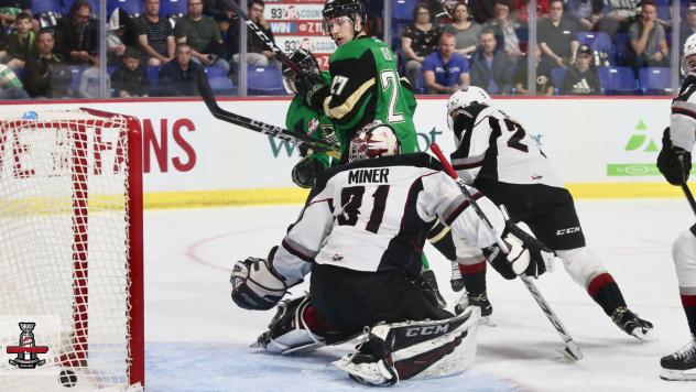 Prince Albert Raiders score against the Vancouver Giants