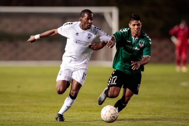 Colorado Springs Switchbacks FC right winger Saeed Robinson (left)