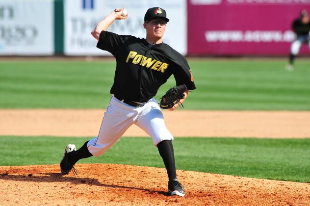 Montana DuRapau pitching with the West Virginia Power
