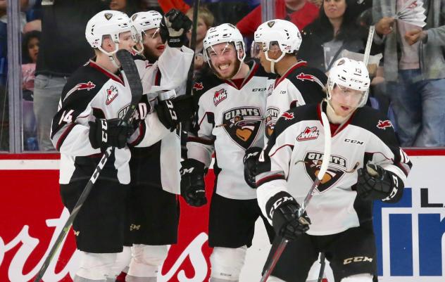 Vancouver Giants celebrate a goal in Game 5