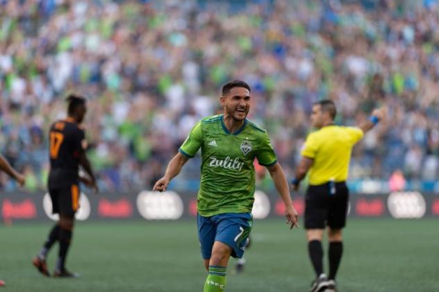 Cristian Roldan of Seattle Sounders FC scored for the second consecutive match