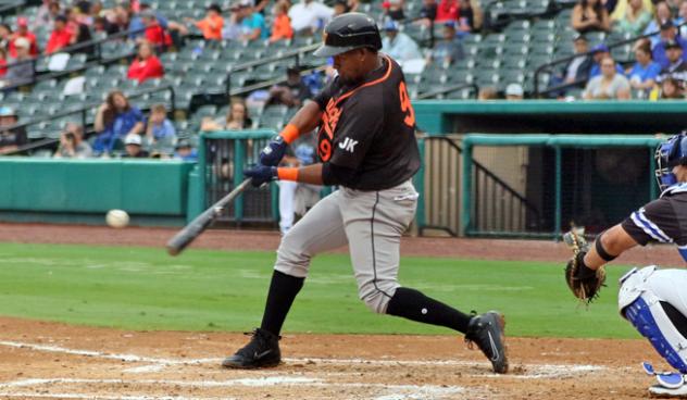 Rando Morena at bat for the Long Island Ducks