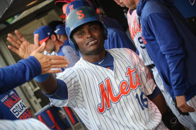 Dilson Herrera of the Syracuse Mets had three hits during Wednesday's doubleheader, including his fifth home run of the season