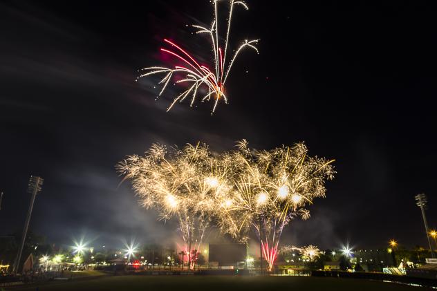 Fireworks over The Baseball Grounds of Jacksonville, home of the Jacksonville Jumbo Shrimp