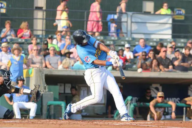 Wladimir Galindo of the Myrtle Beach Pelicans connects