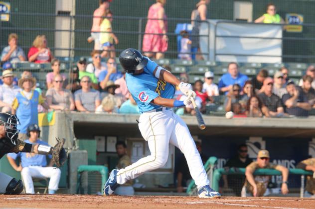 Wladimir Galindo of the Myrtle Beach Pelicans connects