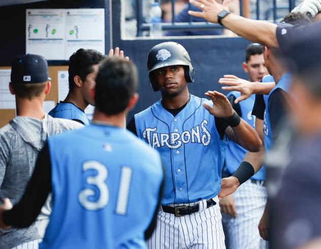 Isiah Gilliam in the Tampa Tarpons dugout