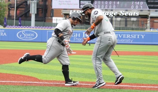 Ramon Cabrera and Hector Sanchez of the Long Island Ducks